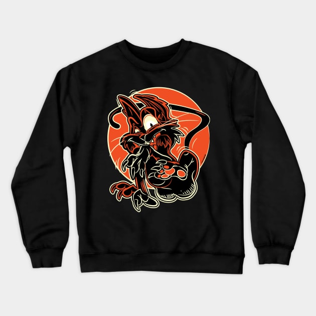 Scared Halloween Black Cat Crewneck Sweatshirt by eShirtLabs